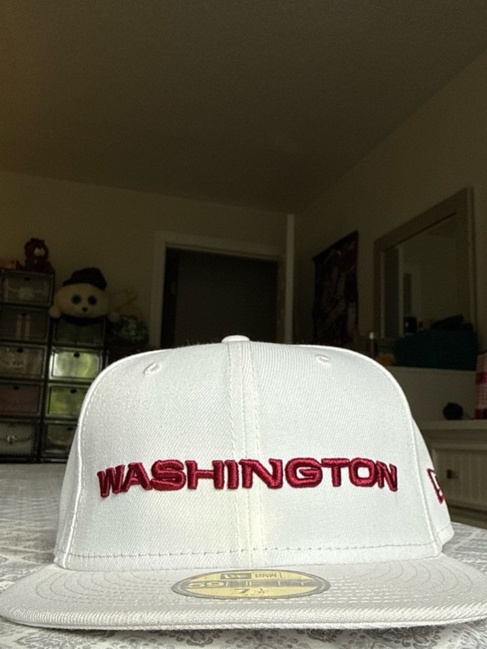 New Era White Snapback Hat with Red Washington Embroidery